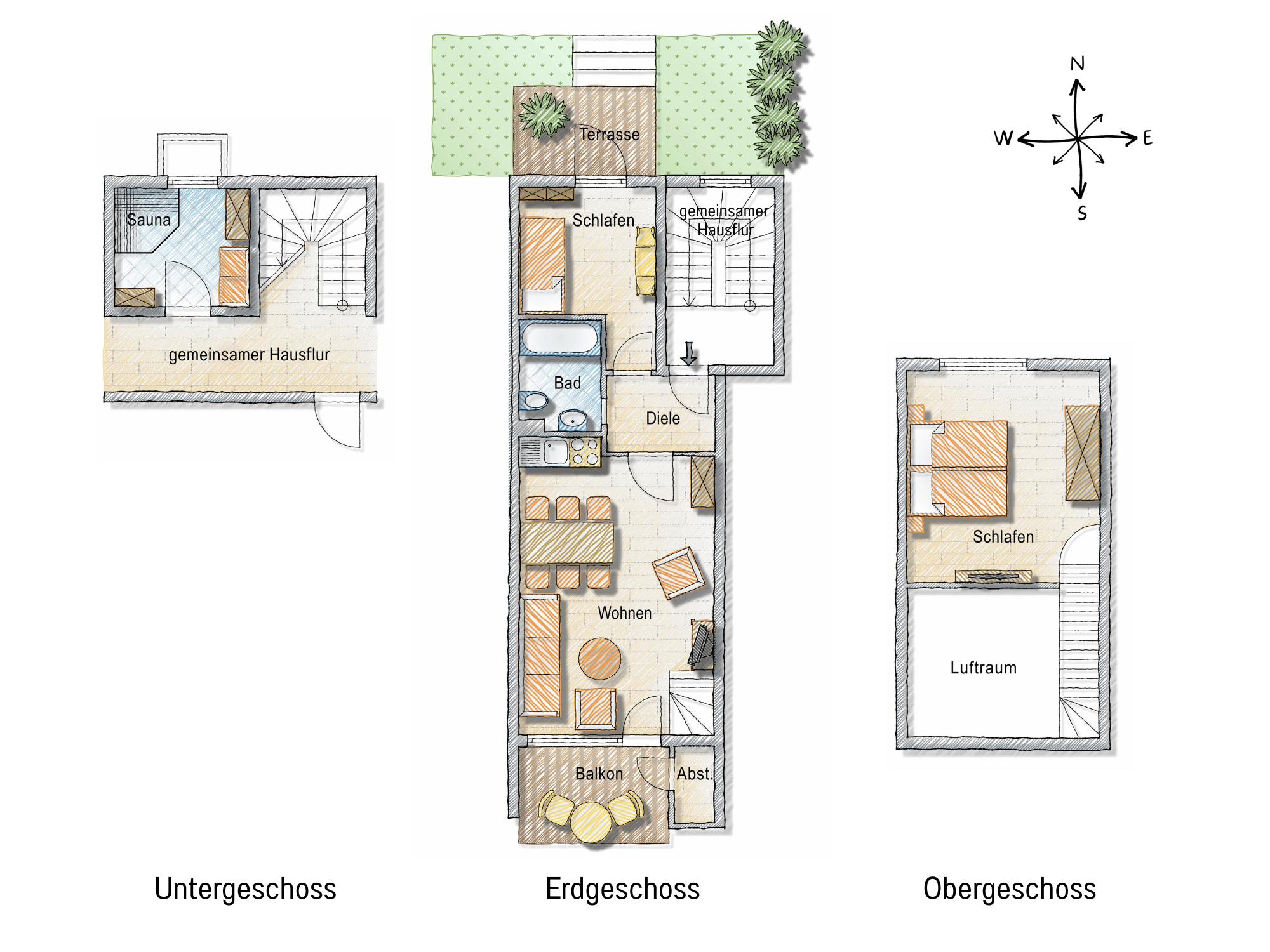 Ferienwohnung-Sonnenseite-Schonach-Schwarzwald-Grundrisse